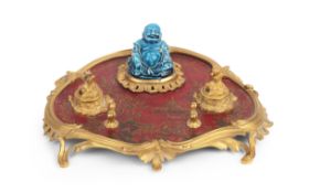 A LATE 19TH CENTURY FRENCH CHINOISERIE ORMOLU ENCRIER