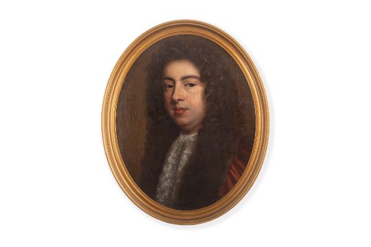 FOLLOWER OF CHARLES JERVAS: PORTRAIT OF A GENTLEMAN IN A WIG CIRCA 1730 - Image 1 of 2