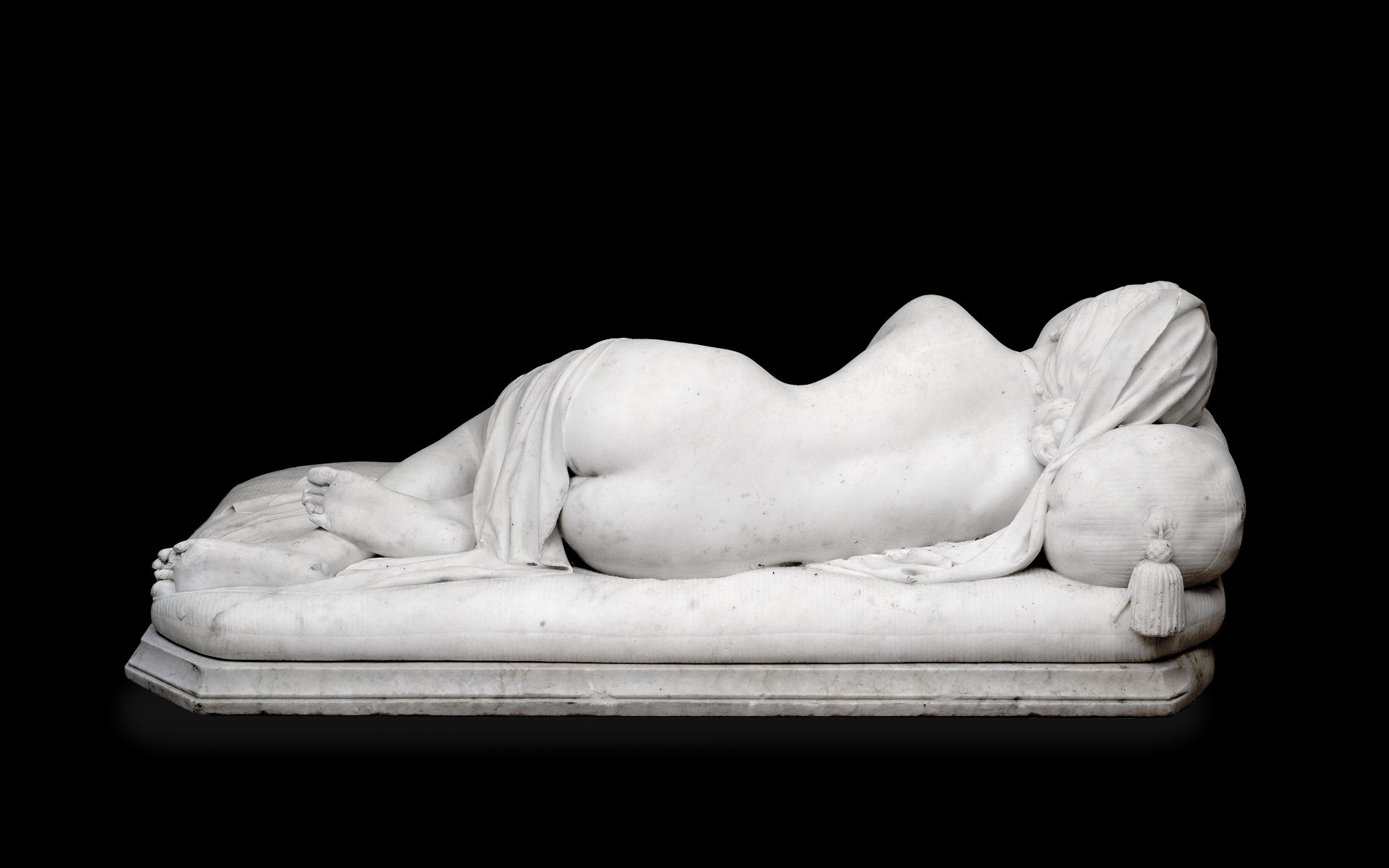 GIOSUE ARGENTI (ITALIAN, 1819-1901): A LIFE-SIZE MARBLE FIGURE OF A SLEEPING GIRL, 1869 - Bild 4 aus 7