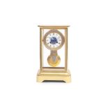 A 19TH CENTURY FRENCH FOUR GLASS MANTEL CLOCK WITH MOONPHASE