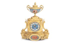 A LATE 19TH CENTURY FRENCH ORMOLU AND PORCELAIN MANTEL CLOCK