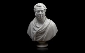 A CLASSICAL STYLE MARBLE PORTRAIT BUST IN THE STYLE OF CHANTREY