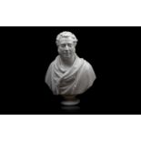 A CLASSICAL STYLE MARBLE PORTRAIT BUST IN THE STYLE OF CHANTREY