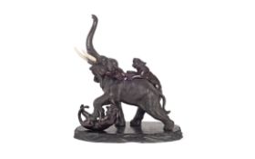 A JAPANESE LATE MEIJI / EARLY TAISCHO PERIOD BRONZE MODEL OF AN ELEPHANT