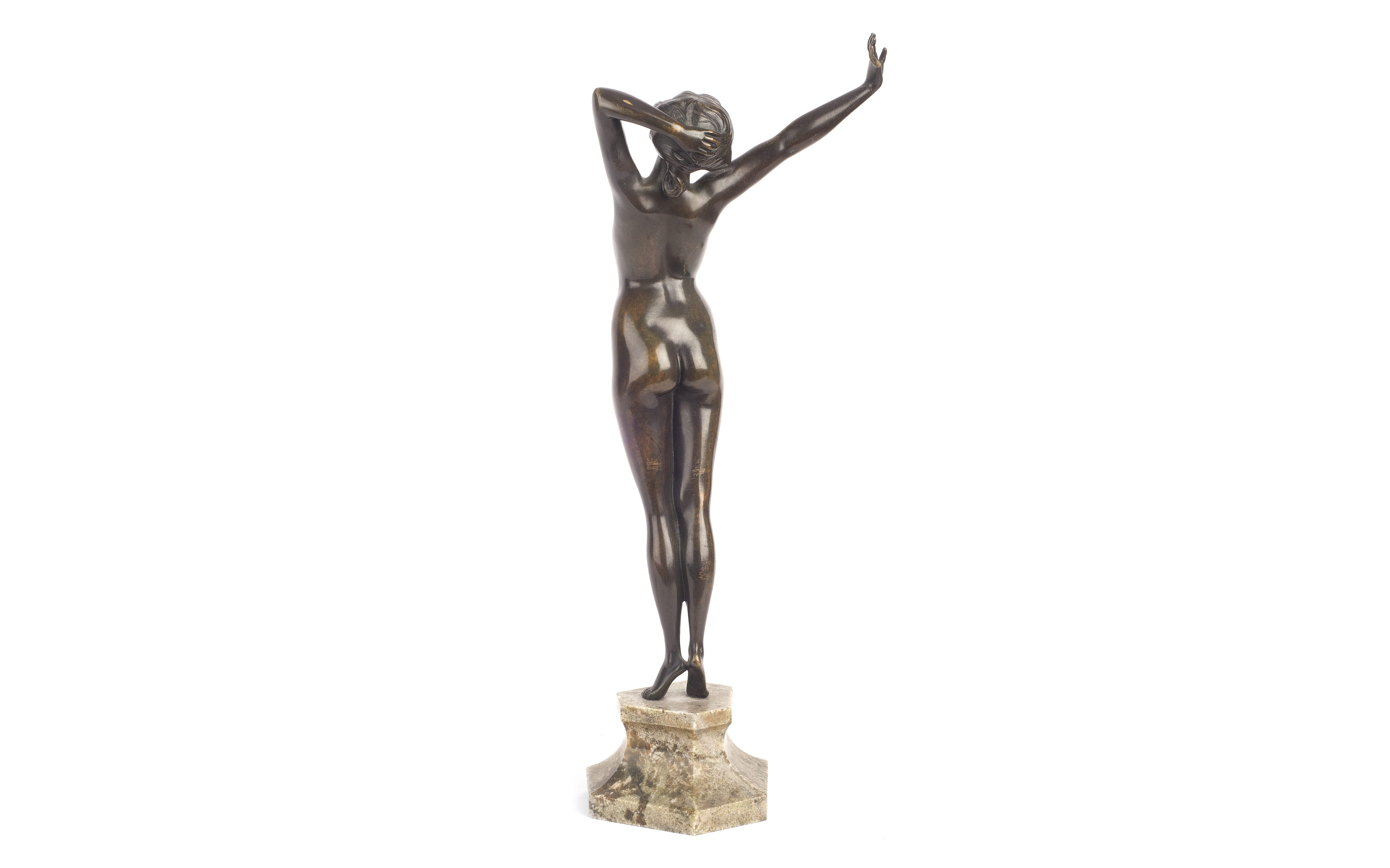 ATTRIBUTED TO PAUL PHILIPPE: AN ART DECO PERIOD BRONZE FIGURE OF 'THE AWAKENING' - Image 3 of 4
