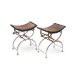 A PAIR OF LATE 19TH CENTURY ENGLISH ADJUSTABLE STOOLS BY C.H. HARE