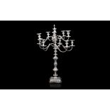 AN UNUSUALLY LARGE EARLY 20TH CENTURY SILVER PLATED CANDELABRA