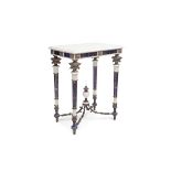 A FINE LATE 19TH CENTURY FRENCH GILT BRONZE, CHAMPLEVE ENAMEL AND MARBLE TABLE