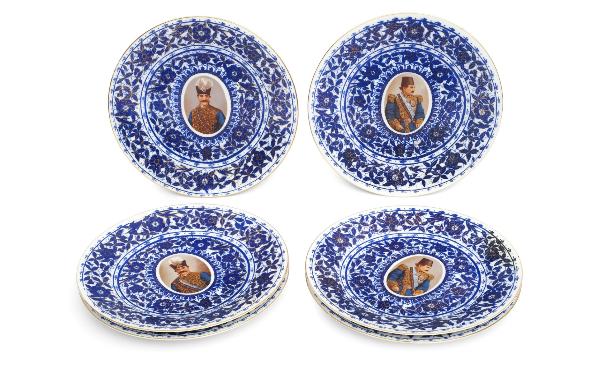 A SET OF SIX RUSSIAN PORCELAIN PLATES MADE FOR THE PERSIAN MARKET