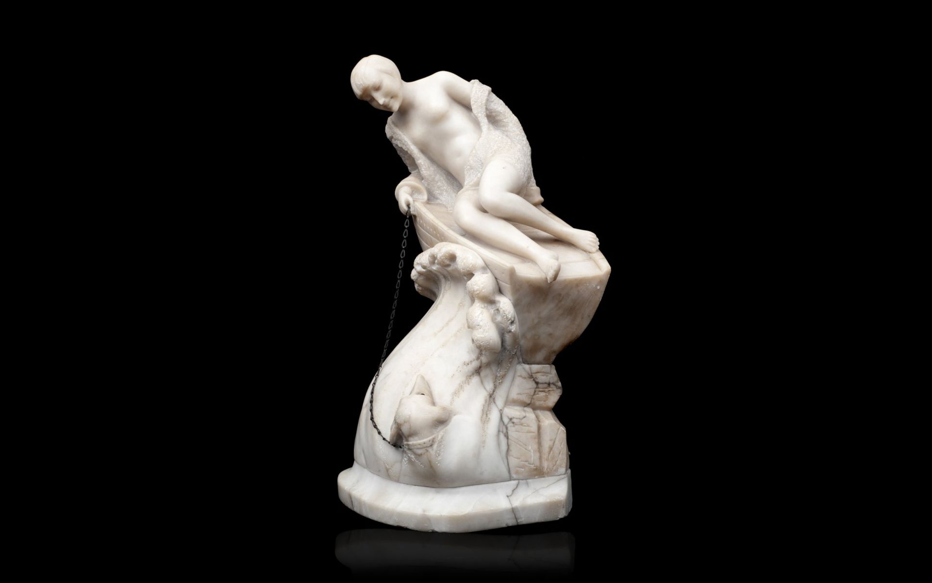 AN EARLY 20TH CENTURY ALABASTER FIGURAL LAMP BASE - Image 2 of 3