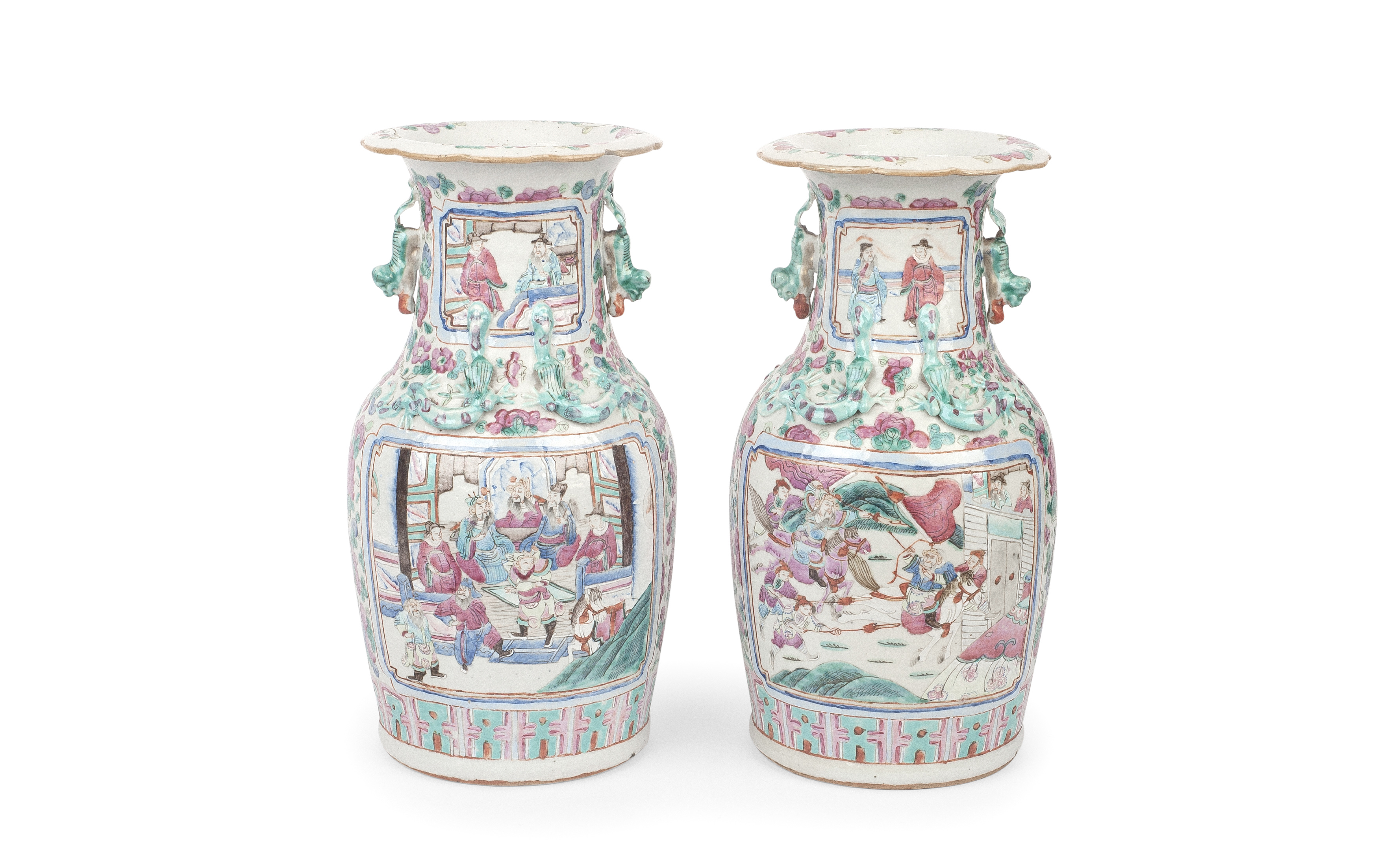 A PAIR OF 19TH CENTURY CHINESE PORCELAIN 'CANTON' FAMILLE ROSE VASES