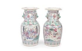 A PAIR OF 19TH CENTURY CHINESE PORCELAIN 'CANTON' FAMILLE ROSE VASES