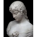 CESARE LAPINI (ITALIAN, 1848-1893): A FINE MARBLE BUST OF A MAIDEN REPRESENTING NIGHT