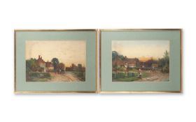 19TH CENTURY ENGLISH SCHOOL: A PAIR OF WATERCOLOURS OF RURAL SCENES