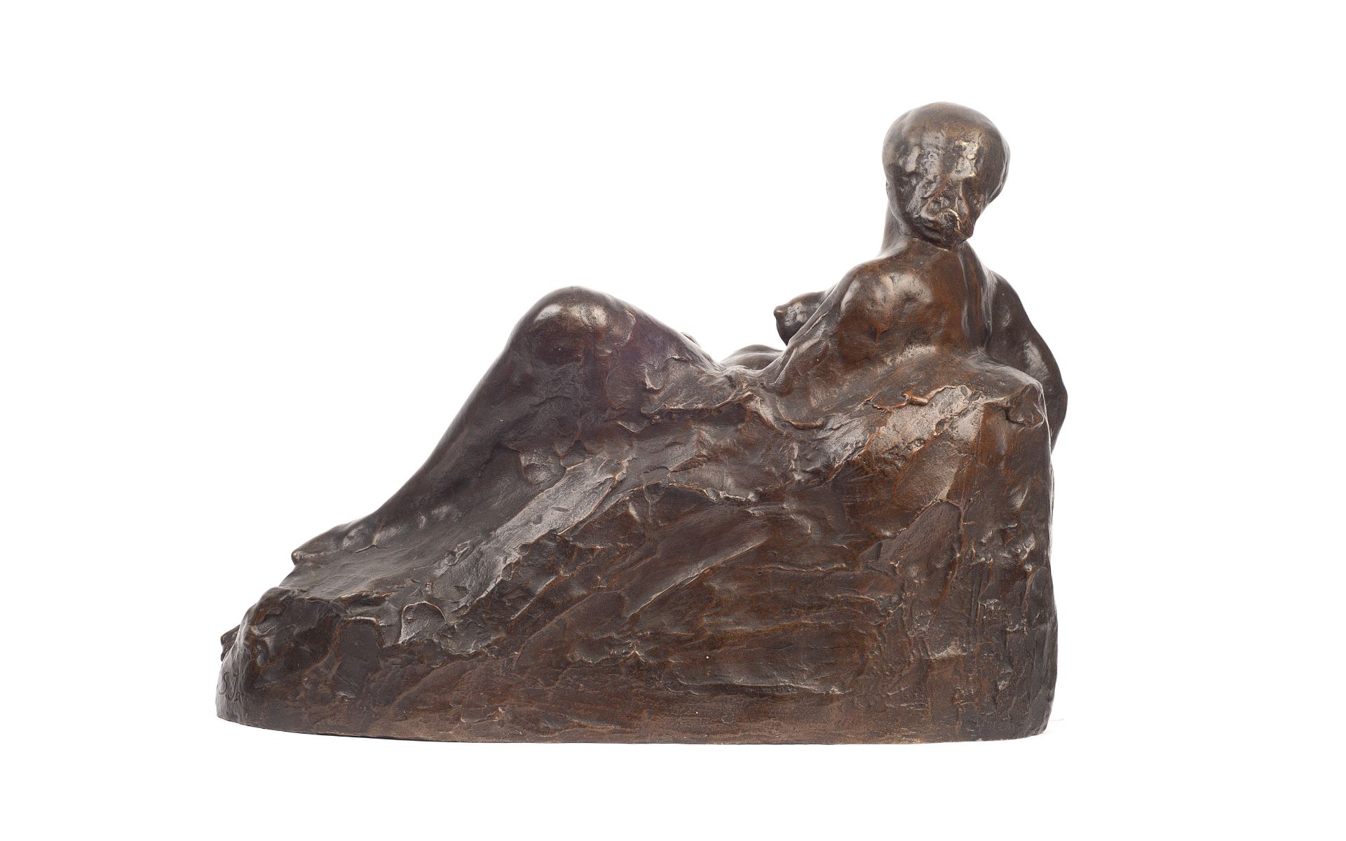 AN EARLY 20TH CENTURY MODERNIST BRONZE OF A MOTHER AND BABIES - Bild 3 aus 5