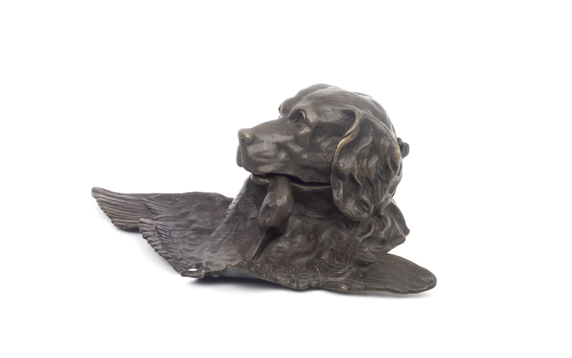 A BRONZE INKWELL MODELLED AS A HUNTING DOG, IN THE MANNER OF FREMIET - Bild 2 aus 4