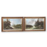 A VERY LARGE PAIR OF LATE 19TH CENTURY LANDSCAPE PAINTINGS