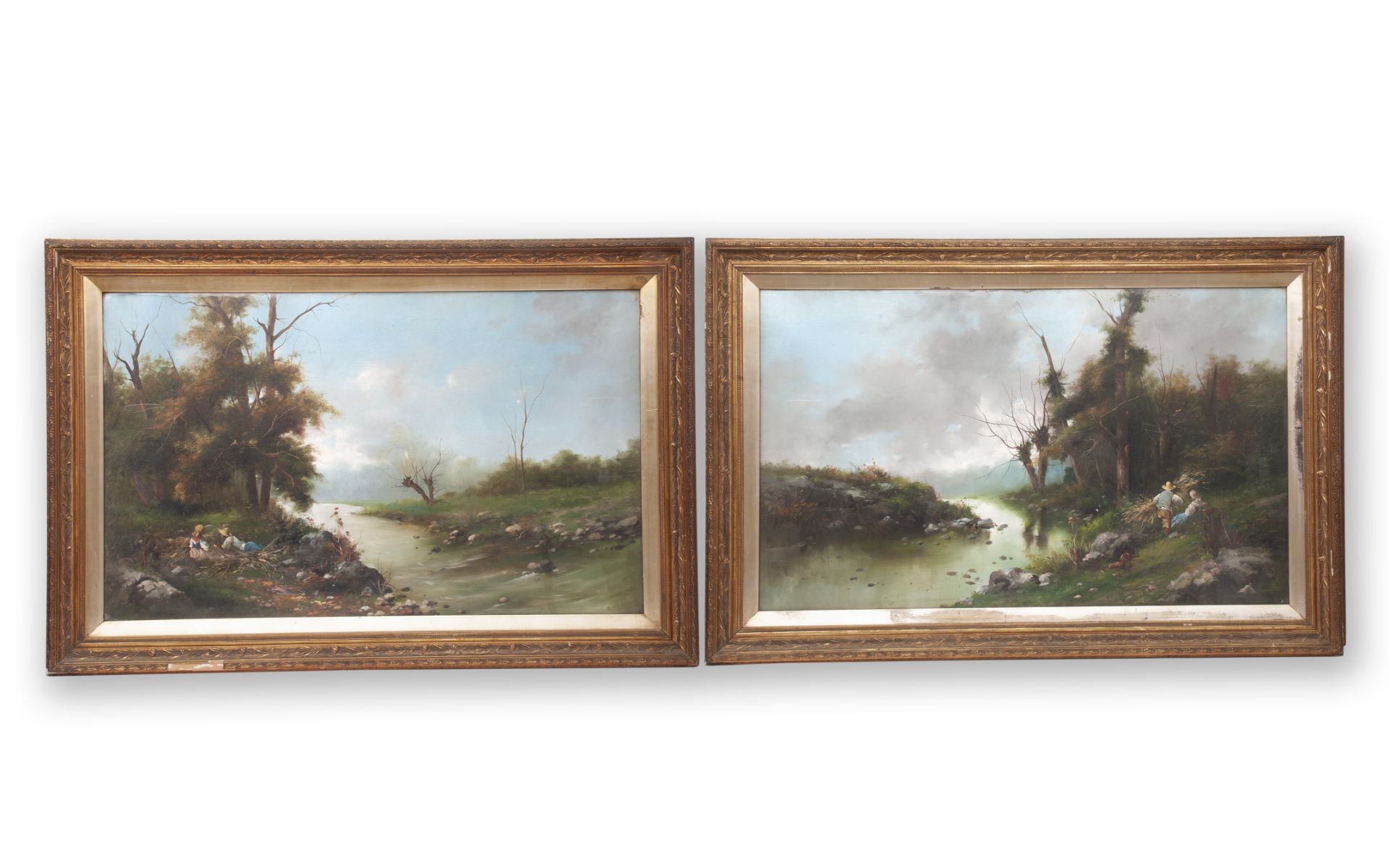 A VERY LARGE PAIR OF LATE 19TH CENTURY LANDSCAPE PAINTINGS
