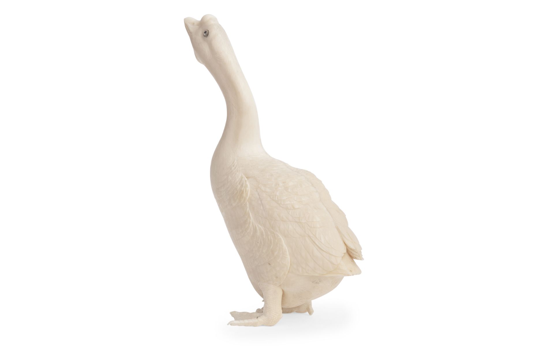 A 19TH CENTURY CHINESE CARVED IVORY MODEL OF A GOOSE - Image 2 of 2