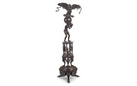 A LATE 19TH CENTURY ITALIAN GRAND TOUR BRONZE FIGURAL ATLAS CENTREPIECE