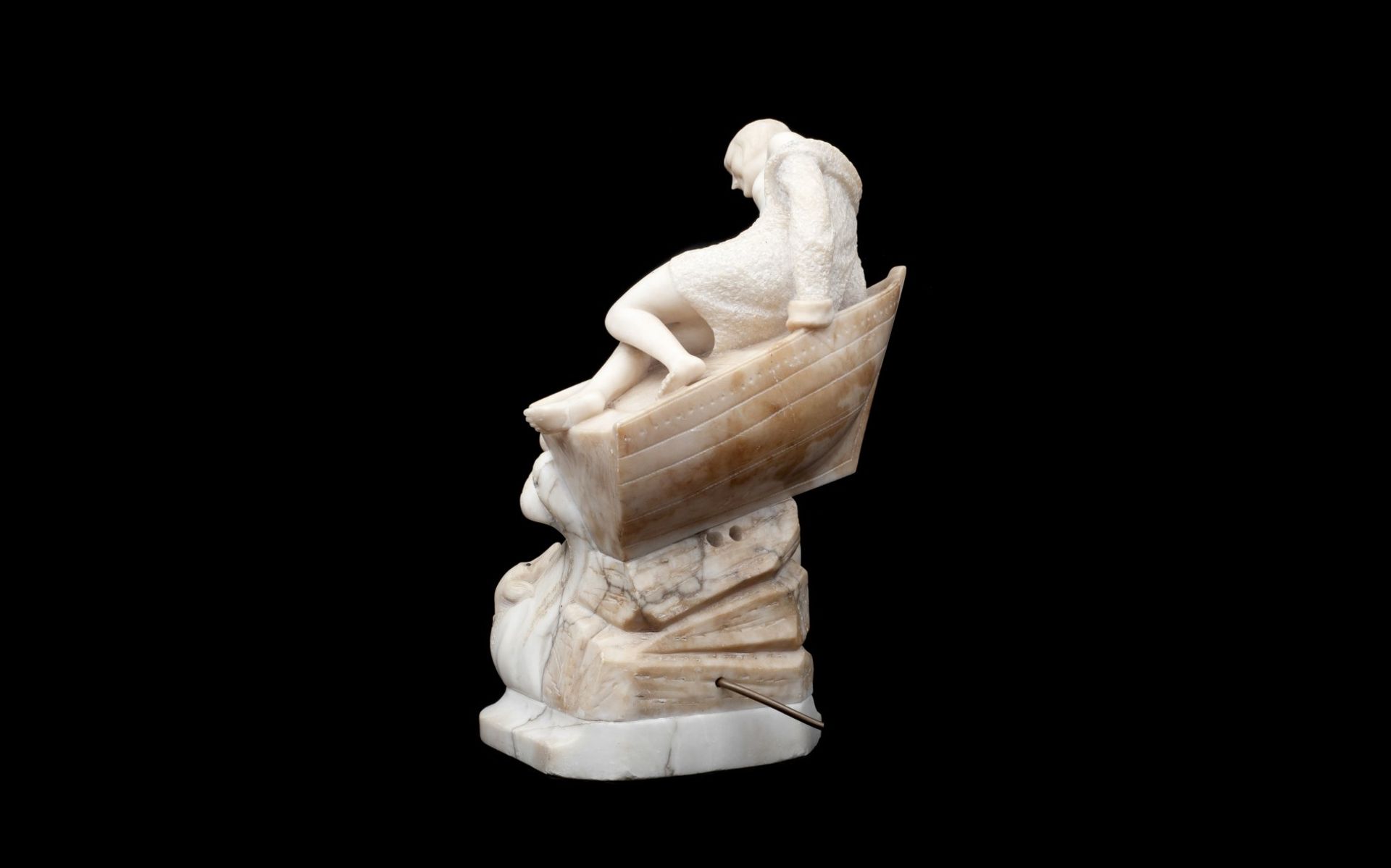 AN EARLY 20TH CENTURY ALABASTER FIGURAL LAMP BASE - Image 3 of 3