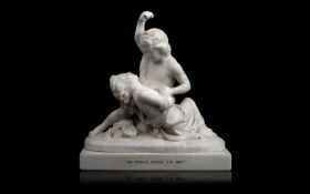 FELIX MARTIN MILLER (ENGLISH, 1843-1923): A MARBLE FIGURAL GROUP OF TWO CHILDREN
