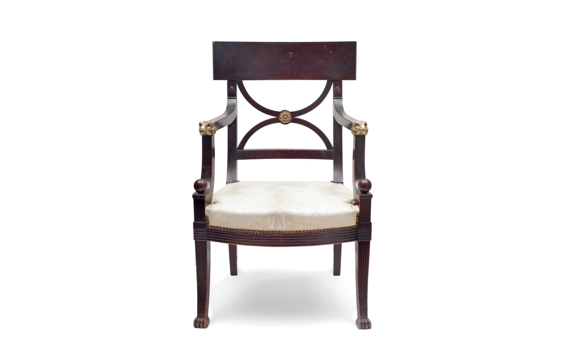 A 19TH CENTURY MAHOGANY AND PARCEL GILT ARMCHAIR IN THE MANNER OF THOMAS HOPE - Bild 4 aus 4