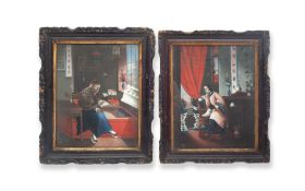 A PAIR OF 19TH CENTURY CHINESE PAINTINGS OF INTERIOR SCENES