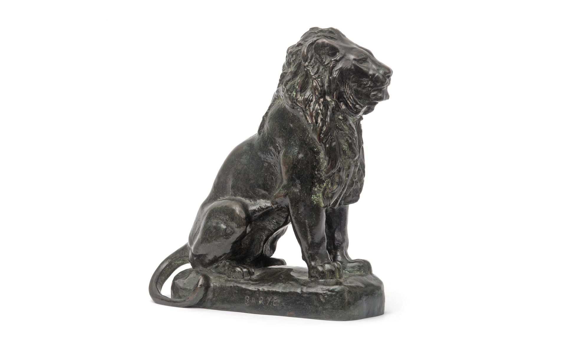 AFTER ANTOINE-LOUIS BARYE (FRENCH, 1795-1875): A VERY RARE 19TH CENTURY BRONZE 'LION ASSIS NO.4' - Bild 2 aus 6