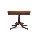 A REGENCY ROSEWOOD AND SATINWOOD STRUNG CARD TABLE