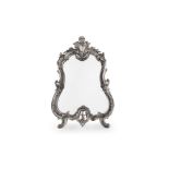 A LATE 19TH CENTURY ROCOCO STYLE SILVERED BRONZE TOILET MIRROR