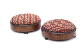 A PAIR OF VICTORIAN WALNUT STOOLS