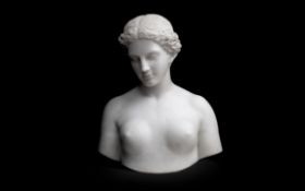 A 19TH CENTURY MARBLE BUST OF EVE, POSSIBLY BY HIRAM POWERS (AMERICAN, 1805-1873)
