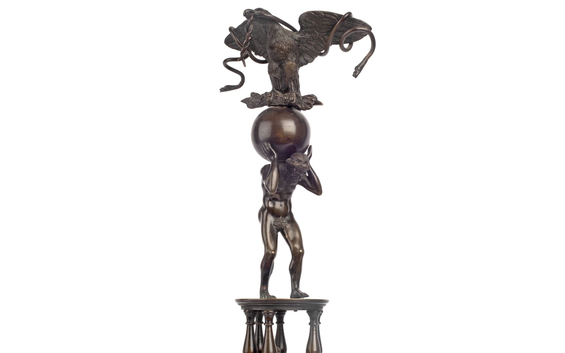 A LATE 19TH CENTURY ITALIAN GRAND TOUR BRONZE FIGURAL ATLAS CENTREPIECE - Bild 4 aus 4