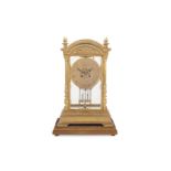 A LATE 19TH CENTURY FRENCH GILT BRONZE FOUR GLASS MANTEL CLOCK