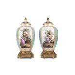 A PAIR OF 19TH CENTURY DRESDEN PORCELAIN VASES AND COVERS IN THE MANNER OF HELENA WOLFSOHN