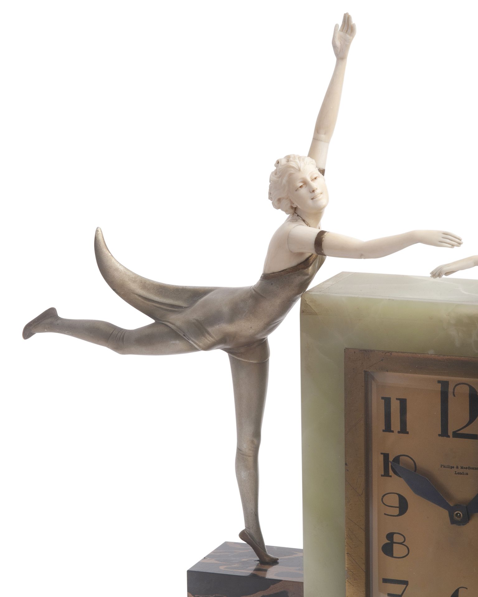 FERDINAND PREISS (1882-1943): A RARE 'BUTTERFLY DANCERS' ART DECO CLOCK - Bild 4 aus 7