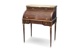 A LATE 19TH CENTURY FRENCH GILT BRONZE MOUNTED MAHOGANY CYLINDER BUREAU