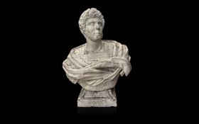 A VERY LARGE MARBLE BUST DEPICTING MARCUS AURELIUS, ROMAN, 17TH CENTURY STYLE