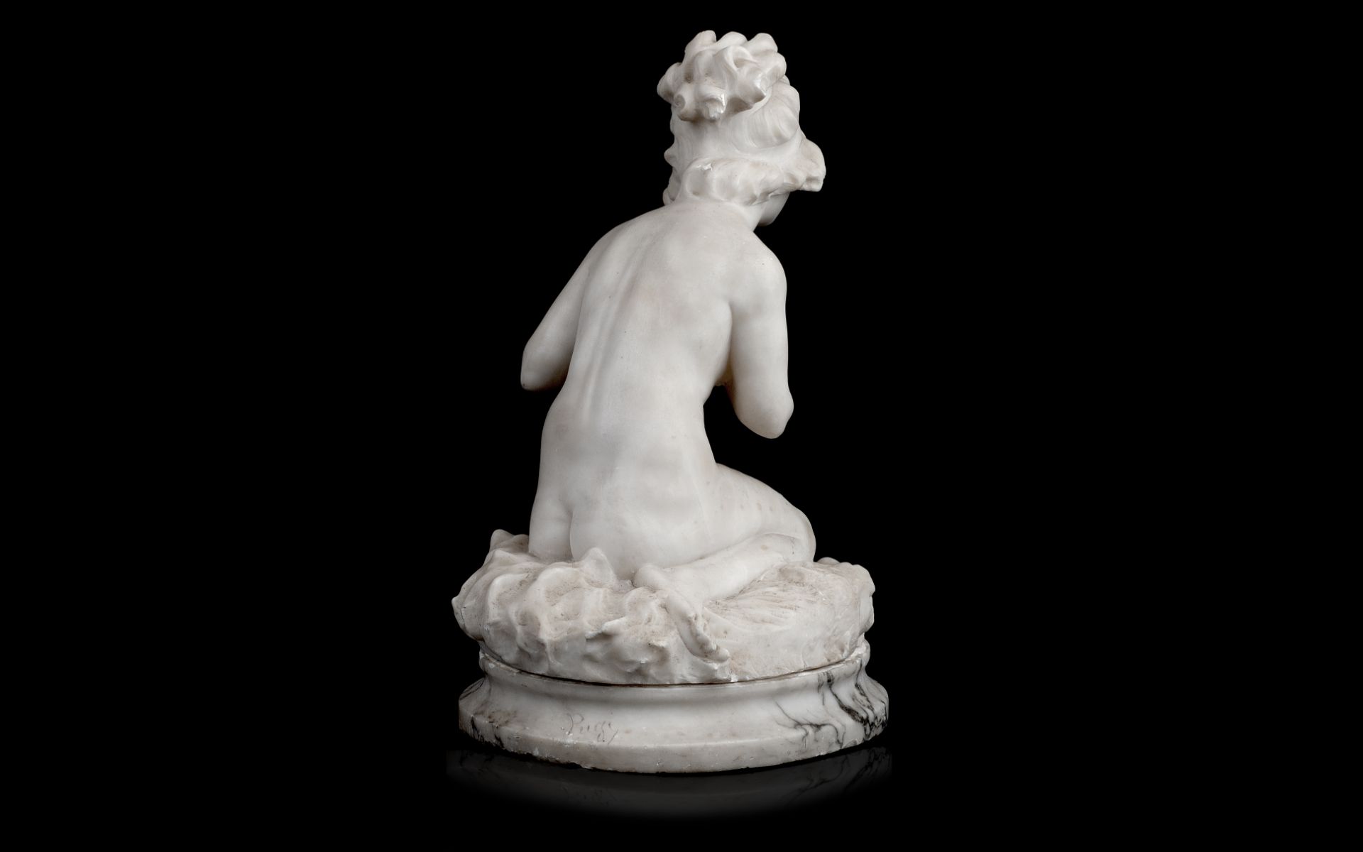 GUGLIELMO PUGI (ITALIAN, FL. 1850-1915): A CARVED ALABASTER FIGURE OF A NUDE GIRL - Bild 2 aus 5