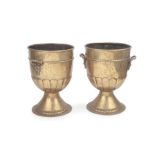 A PAIR OF 19TH CENTURY NEO-CLASSICAL STYLE BRASS JARDINIERES
