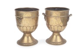 A PAIR OF 19TH CENTURY NEO-CLASSICAL STYLE BRASS JARDINIERES