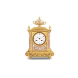 A FINE THIRD QUARTER 19TH CENTURY GILT BRONZE AND PINK PORCELAIN CLOCK