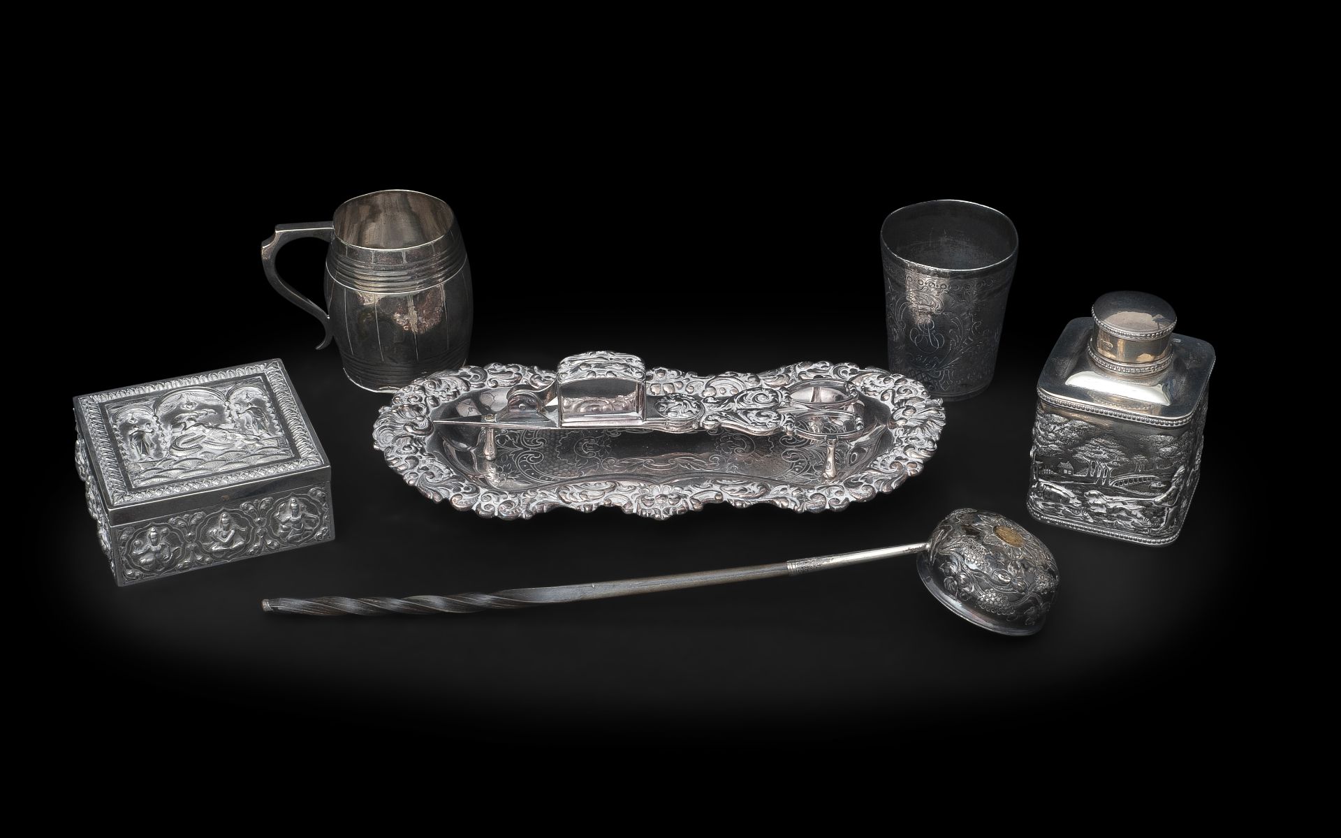 A COLLECTION OF SILVER AND WHITE METAL OBJECTS, 18TH CENTURY AND LATER