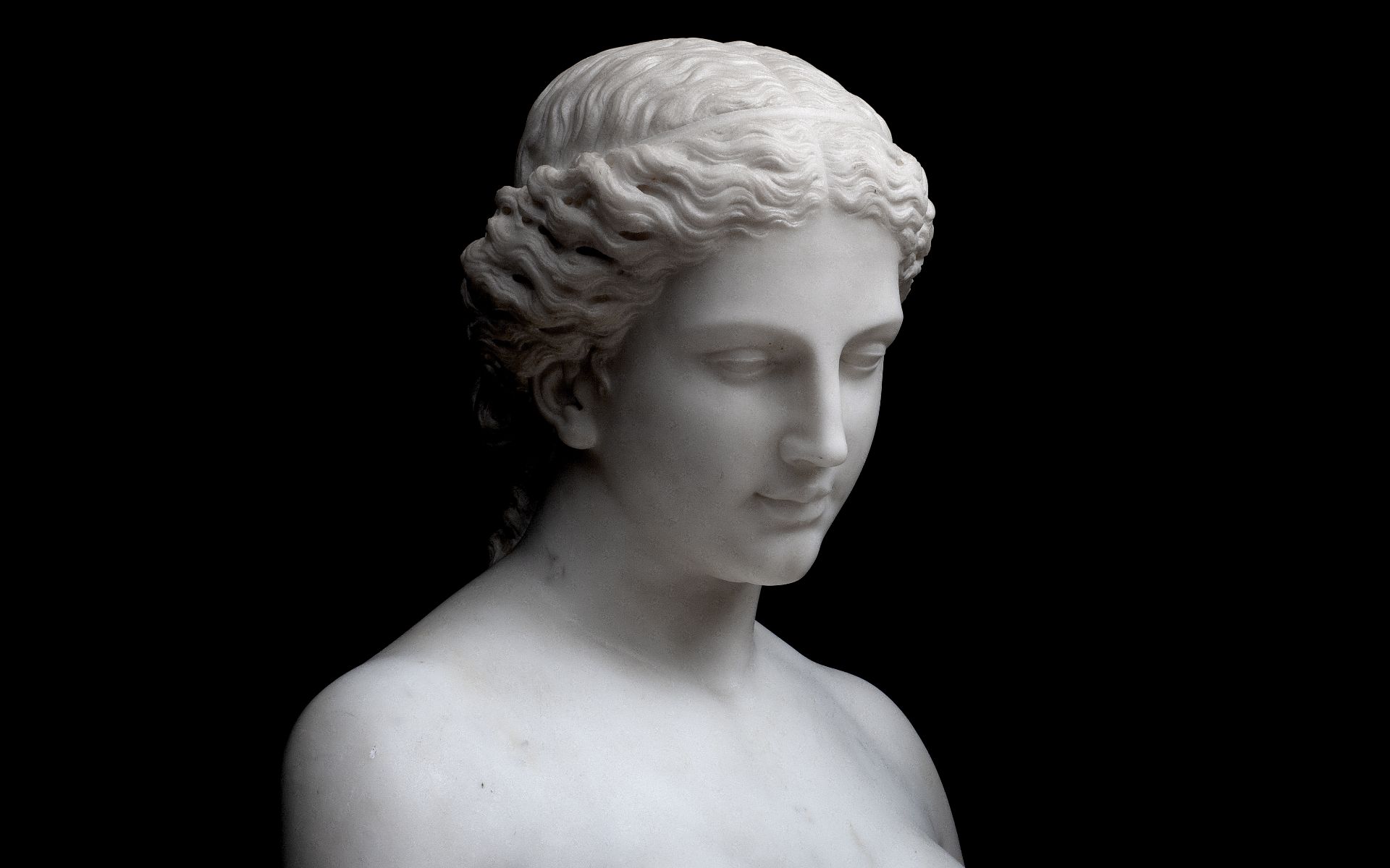 A 19TH CENTURY MARBLE BUST OF EVE, POSSIBLY BY HIRAM POWERS (AMERICAN, 1805-1873) - Image 3 of 3