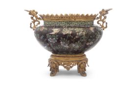 A LATE 19TH CENTURY FRENCH GILT BRONZE MOUNTED CLOISONNE JARDINIERE