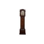 A MID 18TH CENTURY WALNUT LONGCASE CLOCK SIGNED THOMAS HINE