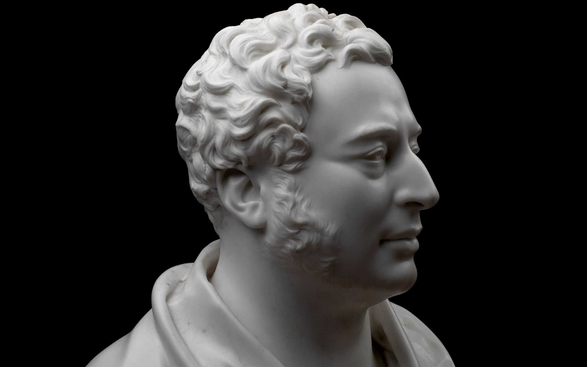 A CLASSICAL STYLE MARBLE PORTRAIT BUST IN THE STYLE OF CHANTREY - Bild 3 aus 3