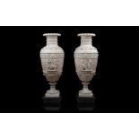 A VERY LARGE PAIR OF 19TH CENTURY ITALIAN ALABASTER FLOOR STANDING VASES