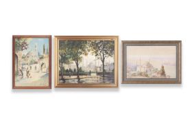 A COLLECTION OF THREE PAINTINGS DEPICTING ISTANBUL